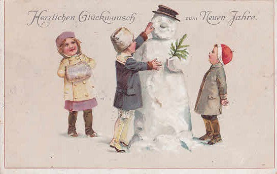 Schneemann Neujahrskarte