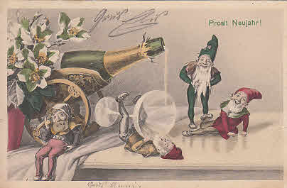 Prosit Neujahr wünschen die Zwerge