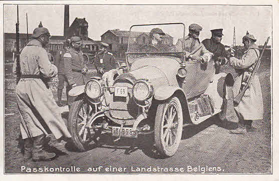 Paßkontrolle auf einer Landstraße Belgiens