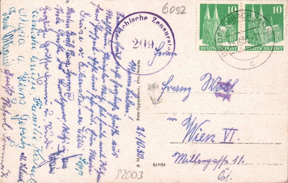 Ansichtskarte Mühlheim am Main, Gruss aus Mühlheim am Main, LKr. Offenbach, Mühle | 1950 | PLZ 6052