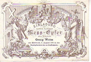 Staffelstein PLZ 8623 Messopfer Kärtchen
