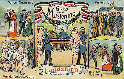 Gruss von der Musterung, Landsturm, vor und nach der Musterung