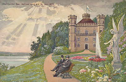 König Ludwig II. mit Schloß Berg