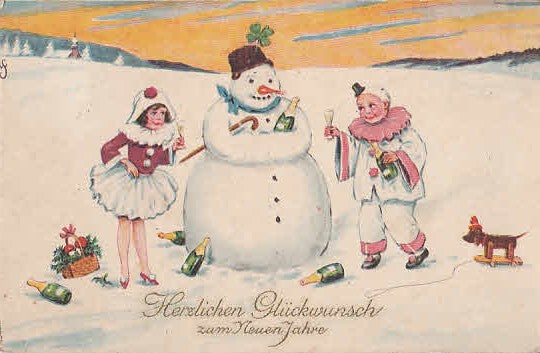 Schneemann Neujahrskarte