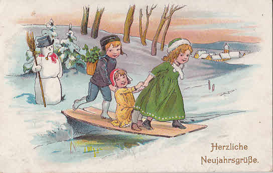 Schneemann Neujahrskarte