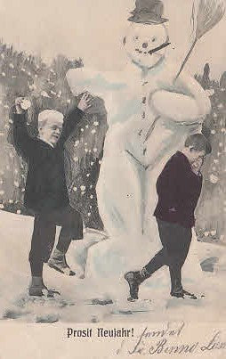 Schneemann Neujahrskarte