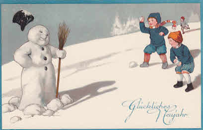 Schneemann Neujahrskarte