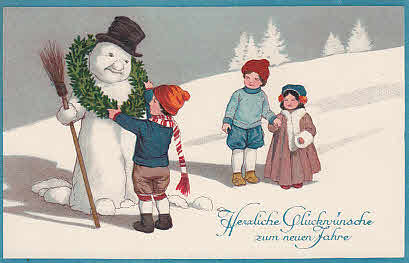 Schneemann Neujahrskarte