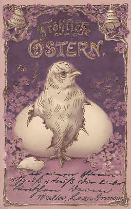 Ostern Osterküken Prägedruck Karte