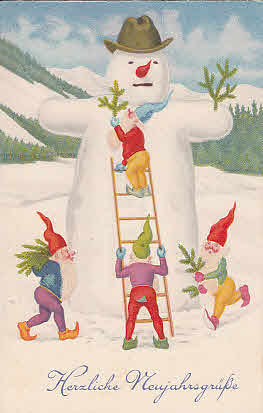 Schneemann Neujahrskarte