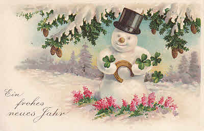 Schneemann Neujahrskarte