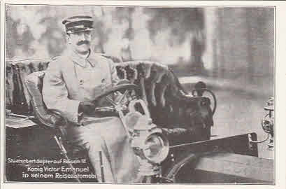 König Victor Emanuel in seinen Reiseautomobil