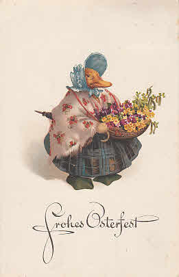 Ostern Huhn in vermenschlichter Darstellung