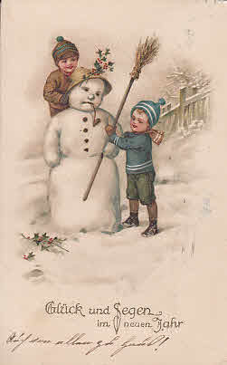 Schneemann Neujahrskarte