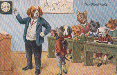 Hunde in vermenschlichter Darstellung
