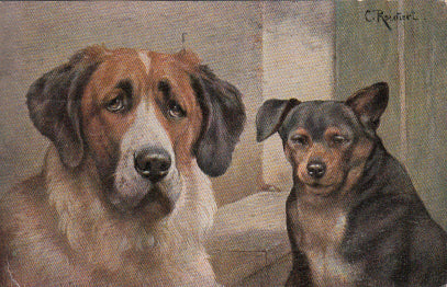 Hunde Melancholiker Phlegmatiker Künstlerkarte Reichert