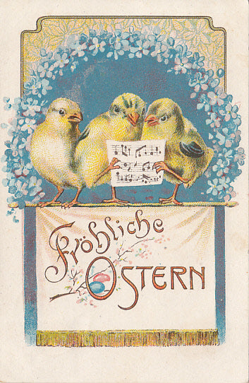 Fröhliche Ostern Küken beim Singen