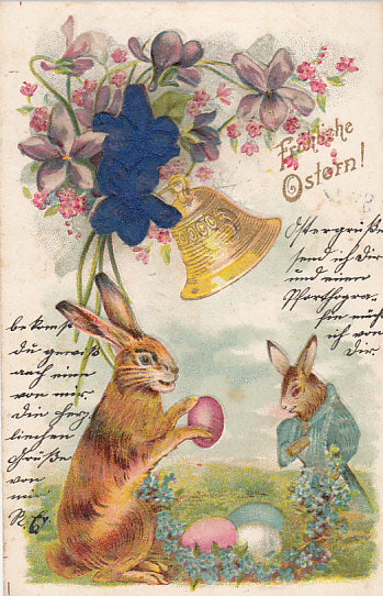 Fröhliche Ostern Prägedruck Ak