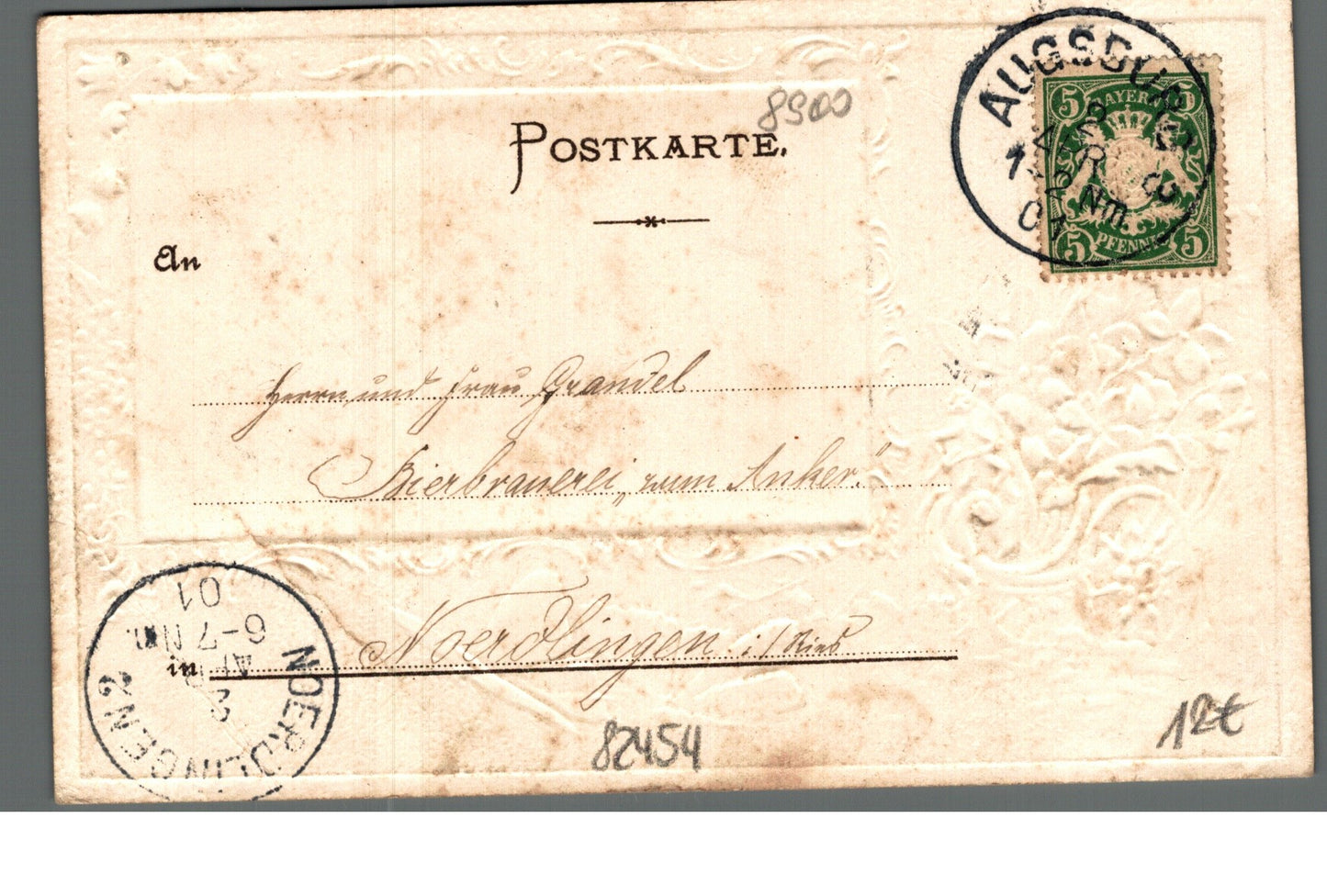 Ansichtskarte Augsburg, Seltene Fotokarte Augsburg Hausnr. 15, postalisch | 1903 | PLZ 8900