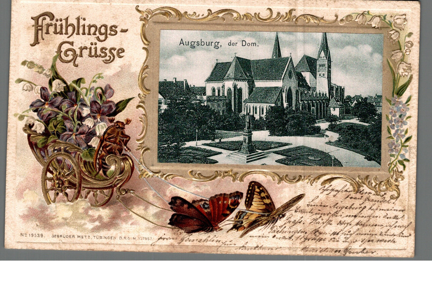Ansichtskarte Augsburg, Seltene Fotokarte Augsburg Hausnr. 15, postalisch | 1903 | PLZ 8900