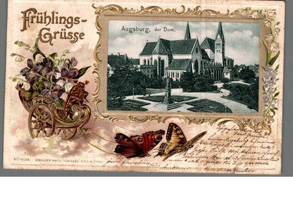 Ansichtskarte Augsburg, Seltene Fotokarte Augsburg Hausnr. 15, postalisch | 1903 | PLZ 8900