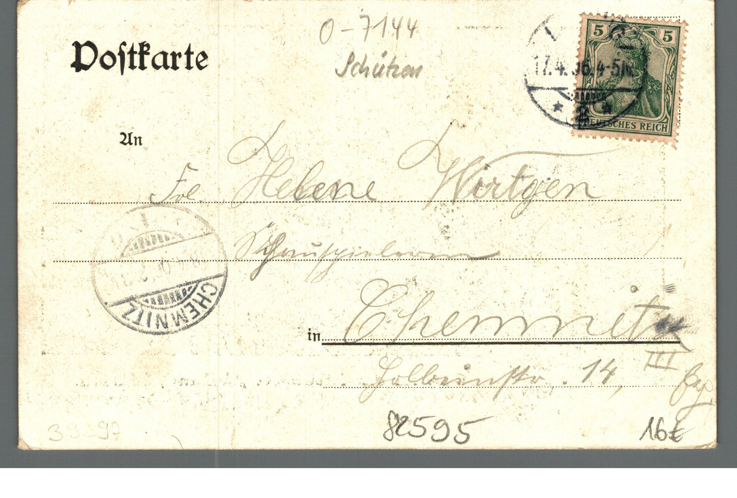 Ansichtskarte Schkeuditz, Gruss aus dem Schützenhaus Waldkater, Schkeuditz | 1906 | PLZ O-7144