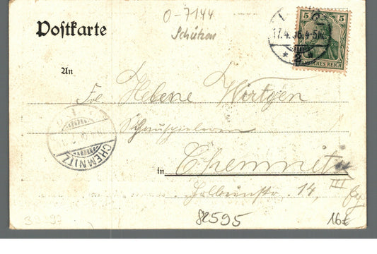 Ansichtskarte Schkeuditz, Gruss aus dem Schützenhaus Waldkater, Schkeuditz | 1906 | PLZ O-7144