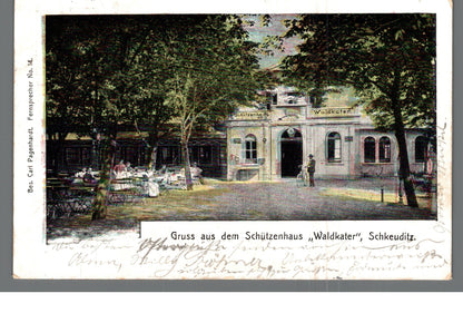 Ansichtskarte Schkeuditz, Gruss aus dem Schützenhaus Waldkater, Schkeuditz | 1906 | PLZ O-7144