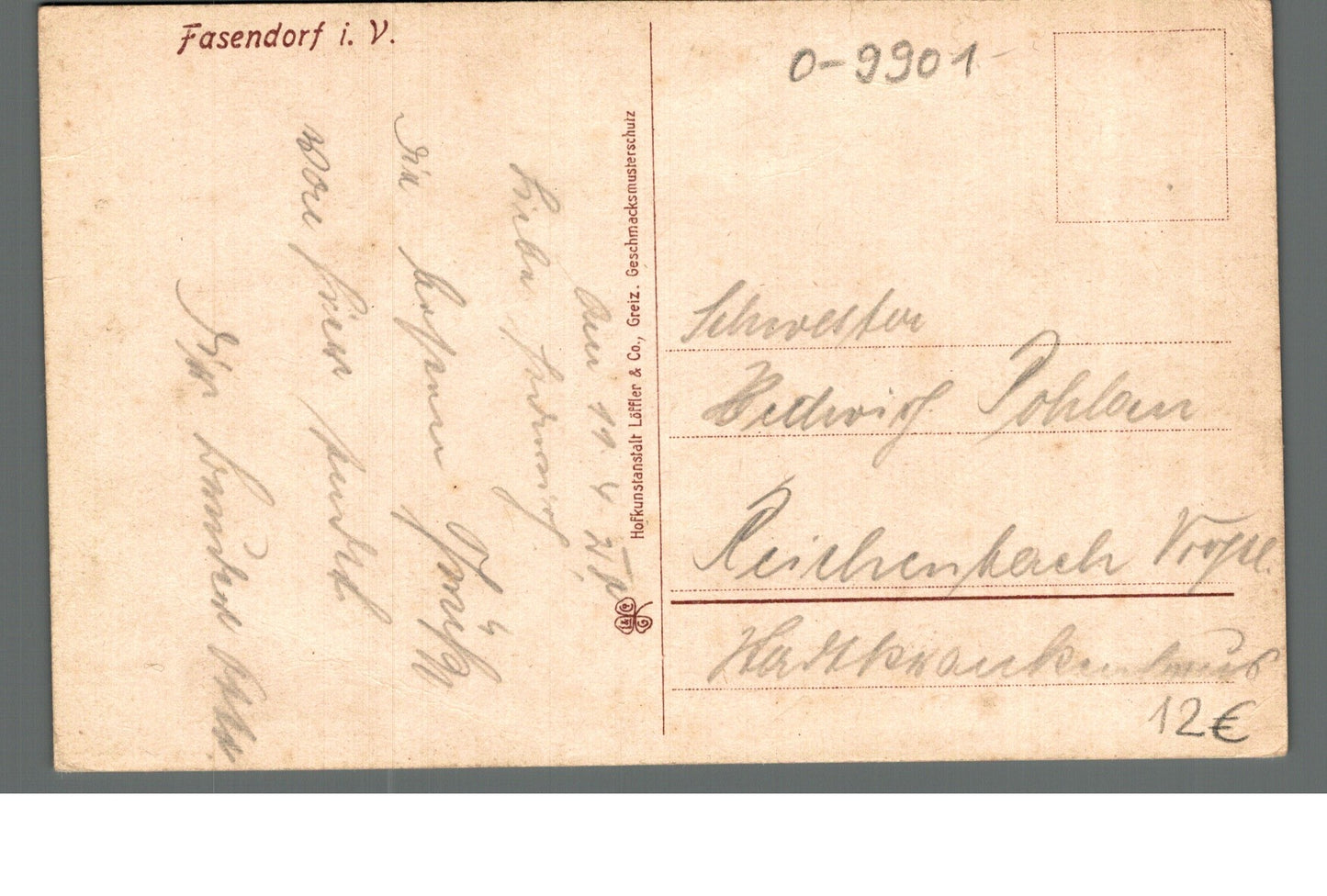 Fasendorf im Vogtland PLZ O-9901